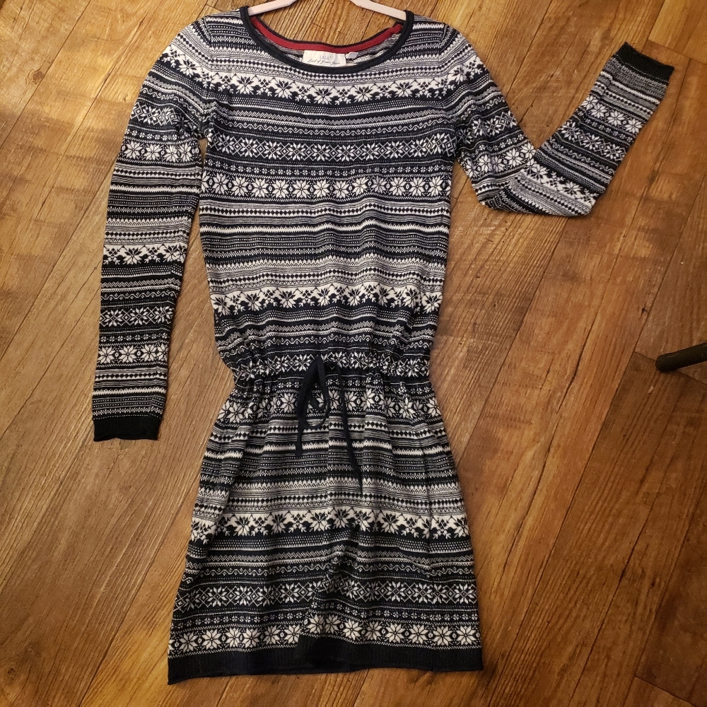ALPACA FAIR ISLE LONG SLEEVE SWEATER DRESS SMALL